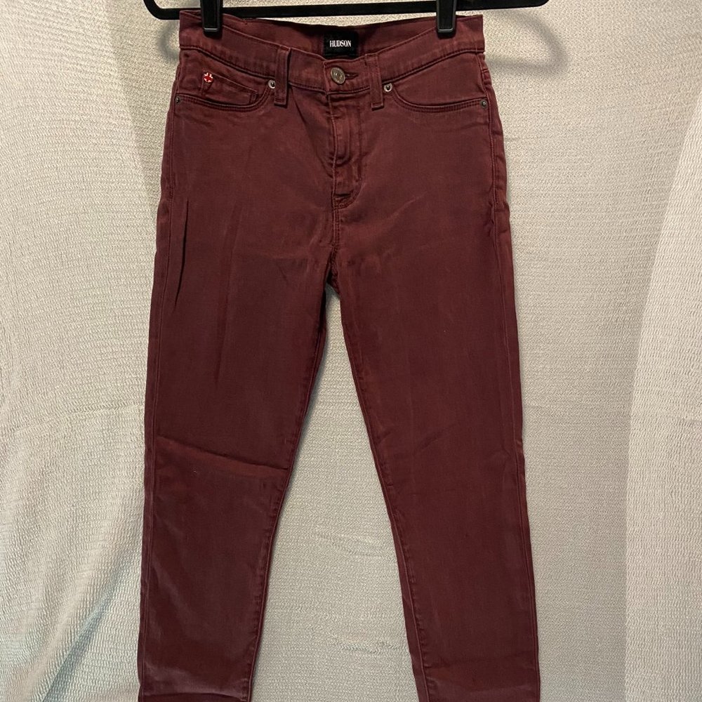 HUDSON Women's Skinny Red jeans size 27 mid-rise stretch denim